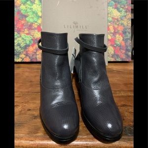LILIMILL ANKLE GREY TEXTURED LEATHER BOOT EUROPEAN SIZE 39